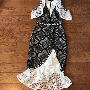 ALEXIS black and white lace formal dress